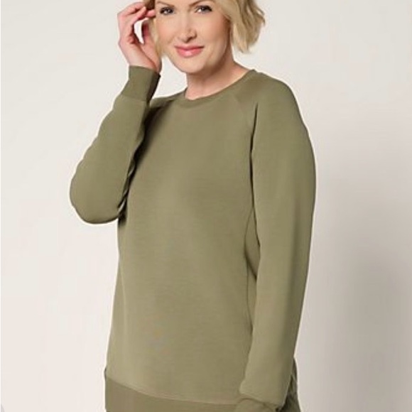 Belle by Kim Gravel Tops - Belle by Kim Gravel Scubaluxe Long Sleeve Crewneck Top Color= Tea leaf